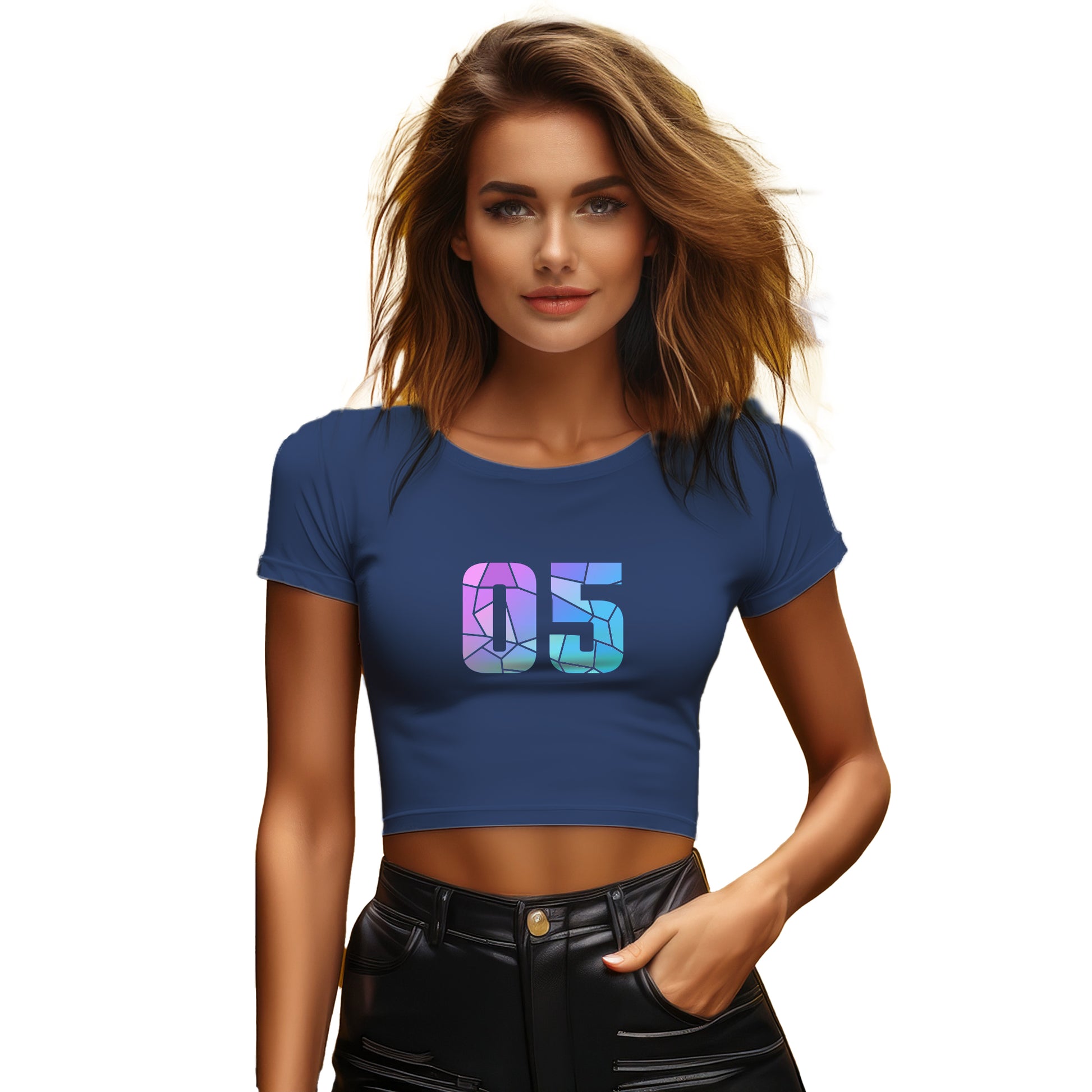 05 Number Women Crop Top (Navy Blue)