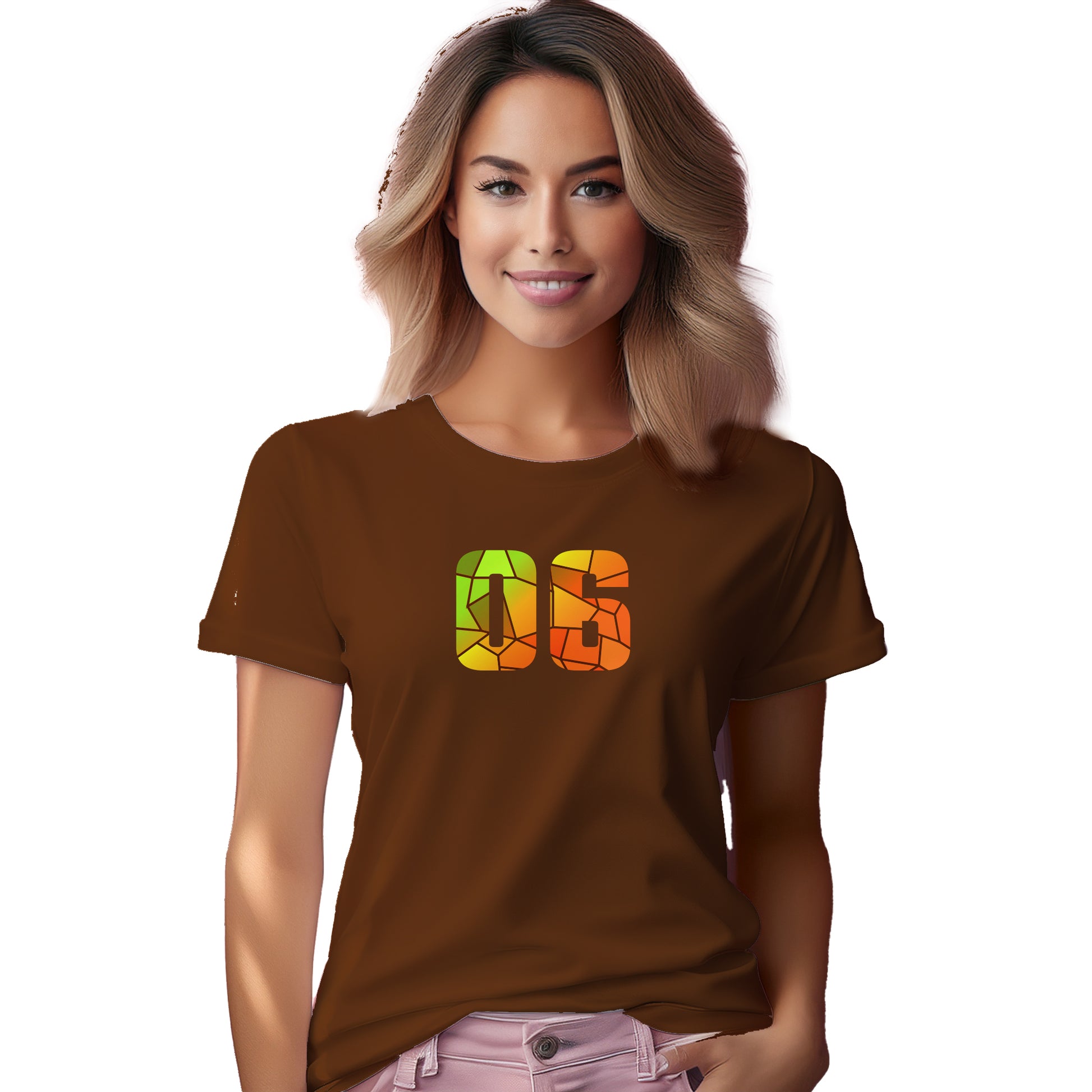06 Number Women T-Shirt (Brown)