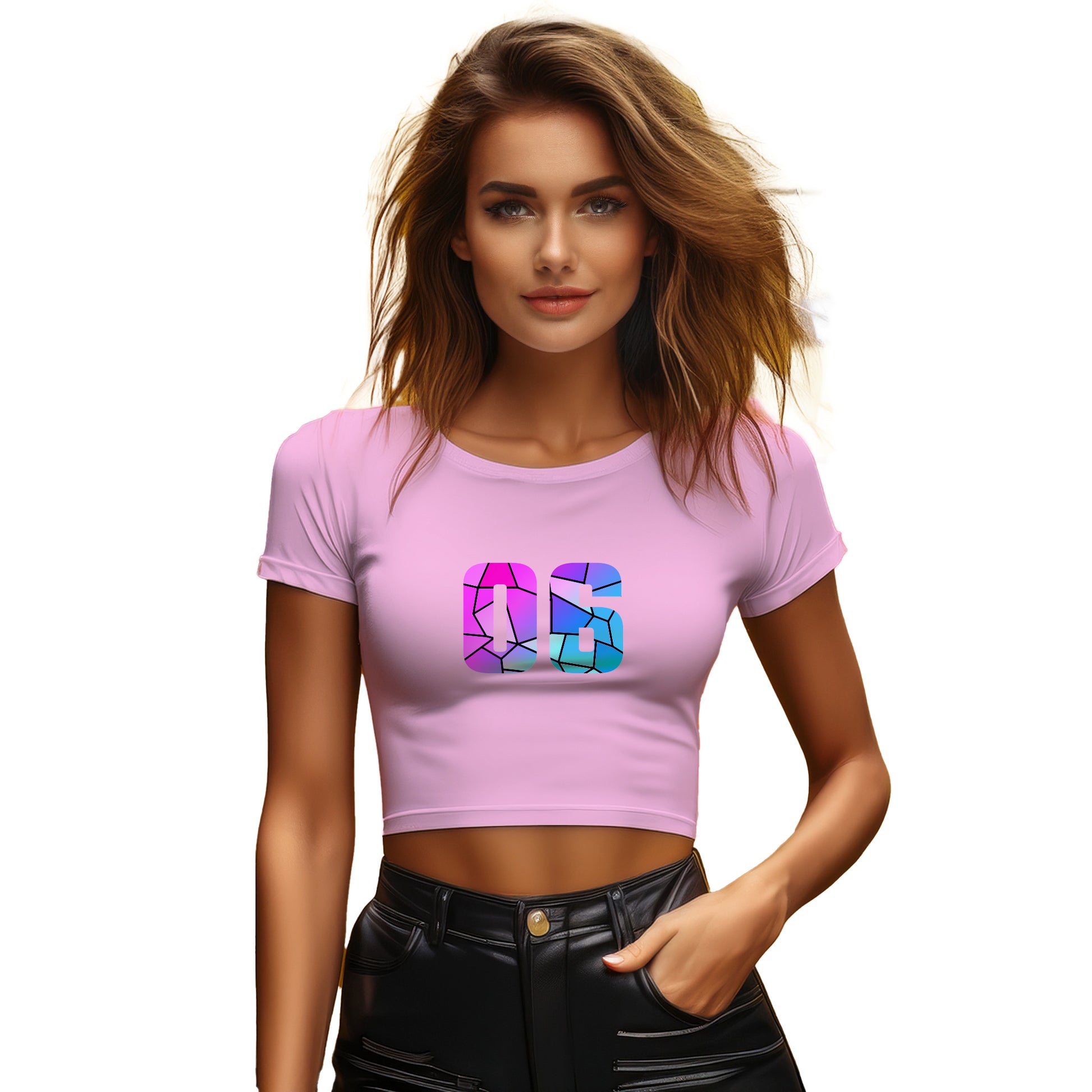 06 Number Women Crop Top (Light Pink)