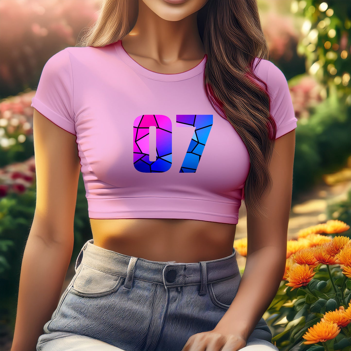 07 Number Women Crop Top (Light Pink)