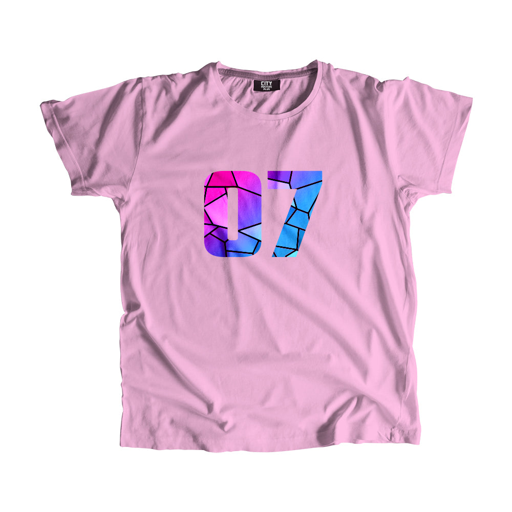 07 Number Men Unisex T-Shirt (Light Pink)