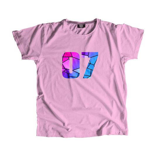 07 Number Men Unisex T-Shirt (Light Pink)