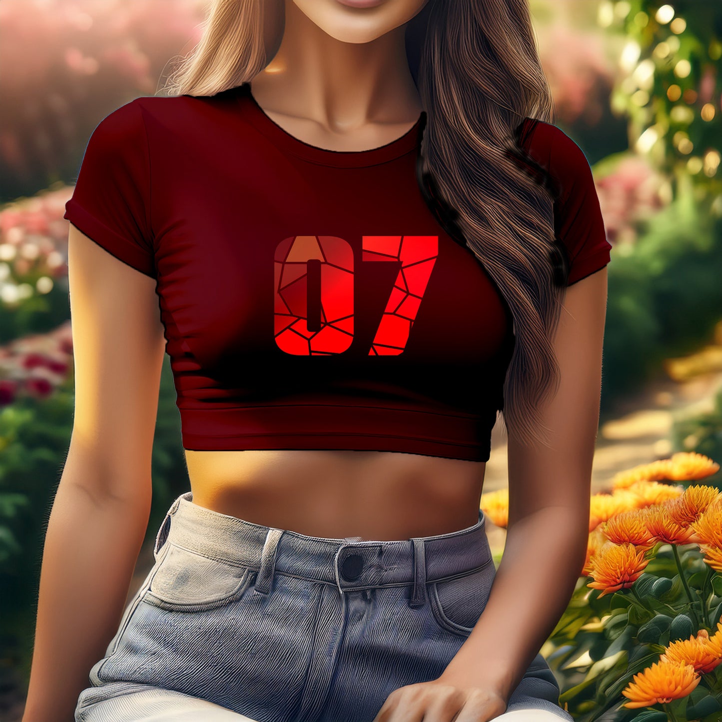 07 Number Women Crop Top (Maroon)