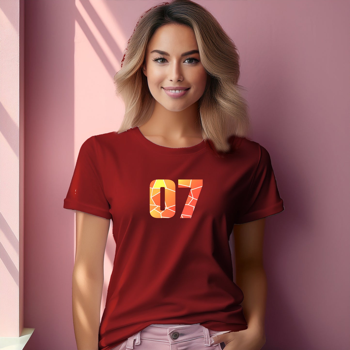 07 Number Women T-Shirt (Red)