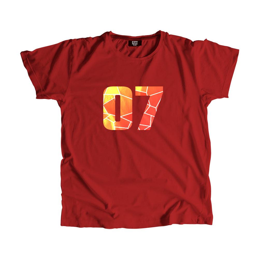 07 Number Men Unisex T-Shirt (Red)