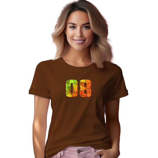 08 Number Women T-Shirt (Brown)