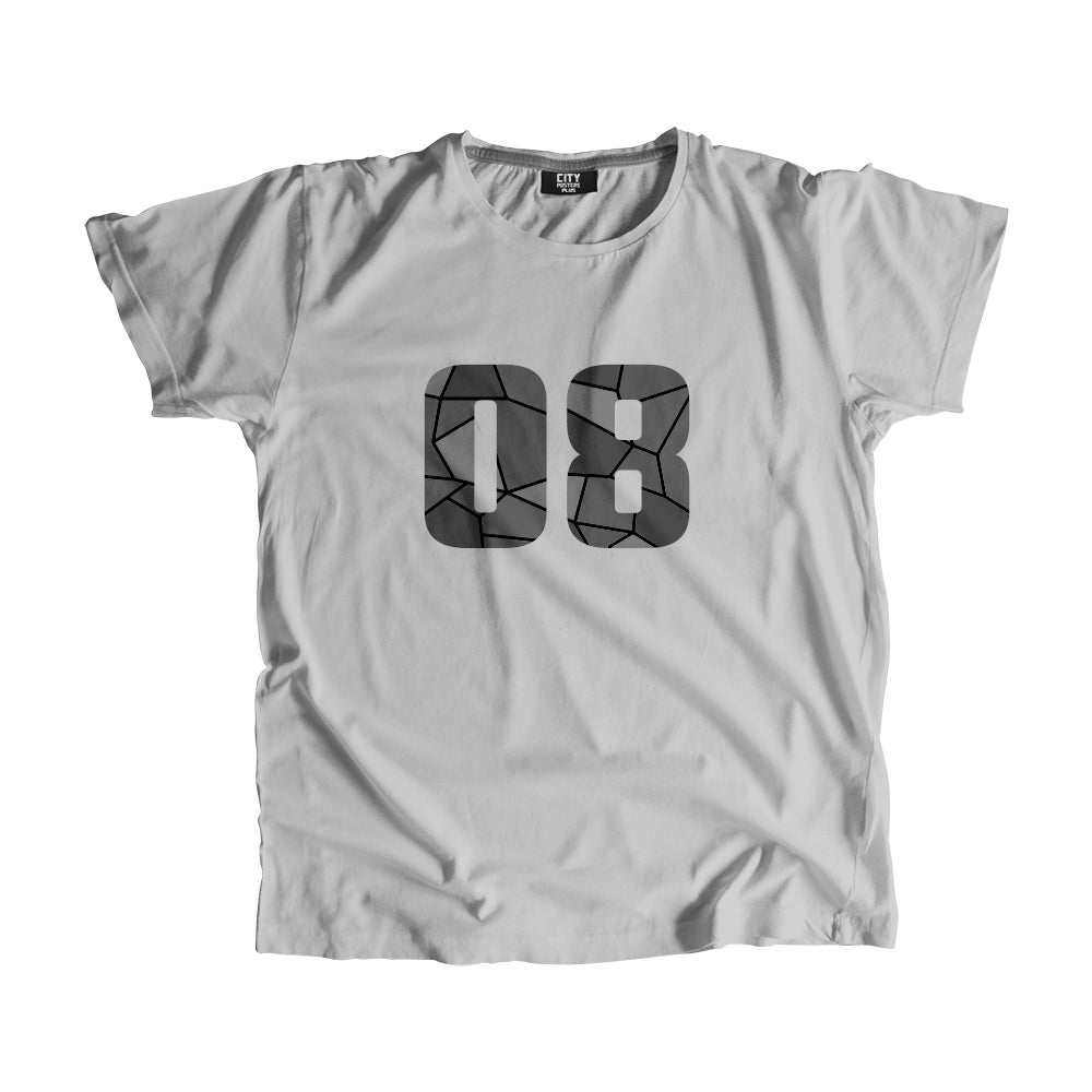 08 Number Men Unisex T-Shirt (Melange Grey)