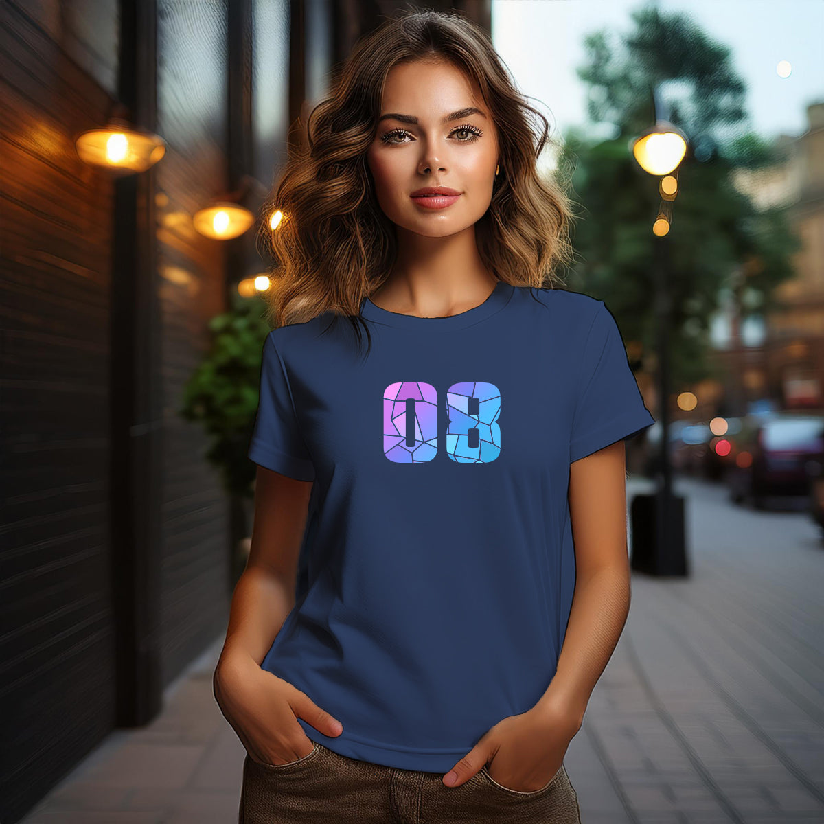08 Number Women T-Shirt (Navy Blue)