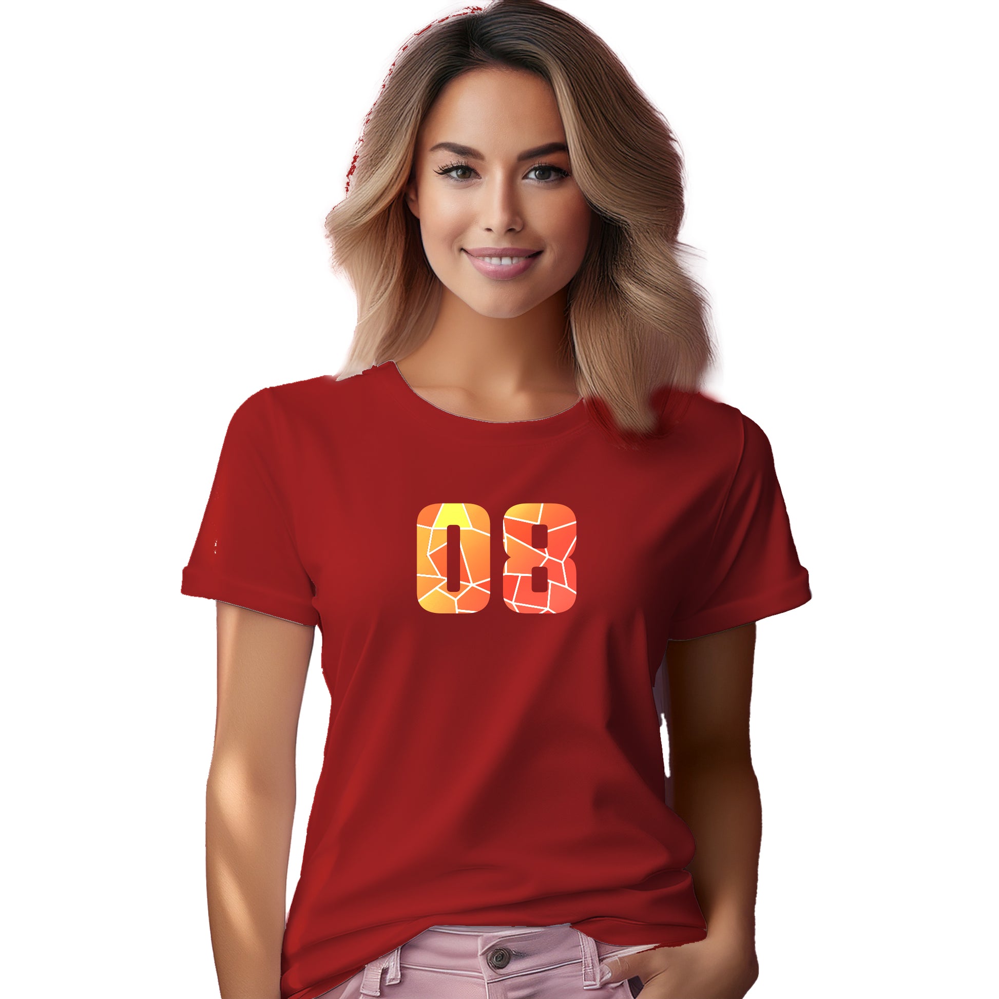 08 Number Women T-Shirt (Red)