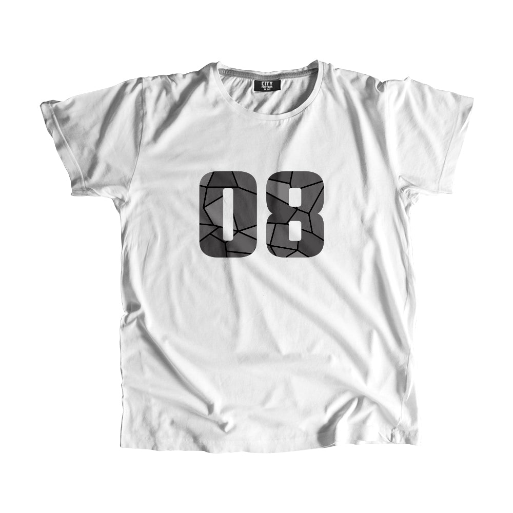 08 Number Men Unisex T-Shirt (White)