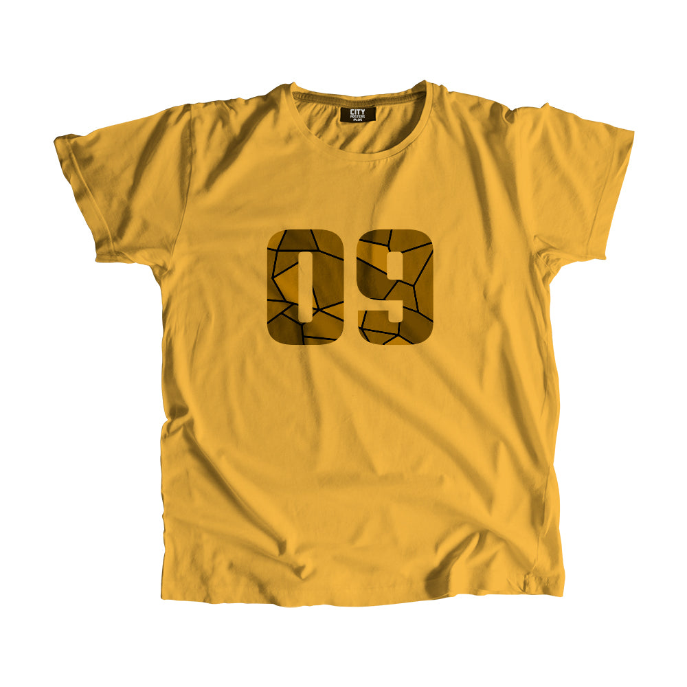 09 Number Men Unisex T-Shirt (Golden Yellow)