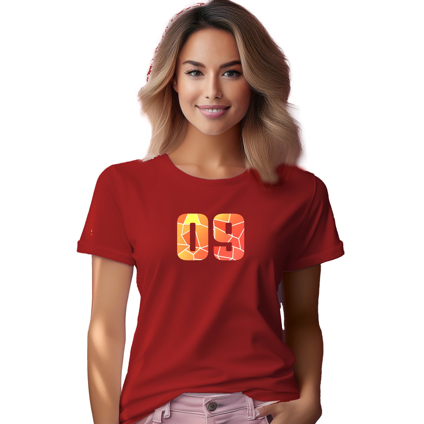 09 Number Women T-Shirt (Red)