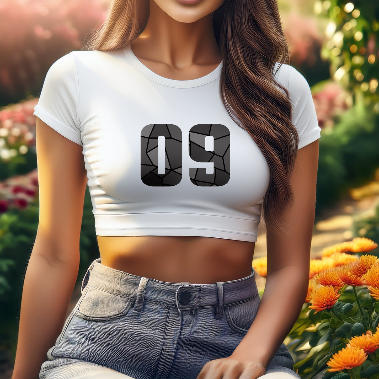 09 Number Women Crop Top (White)