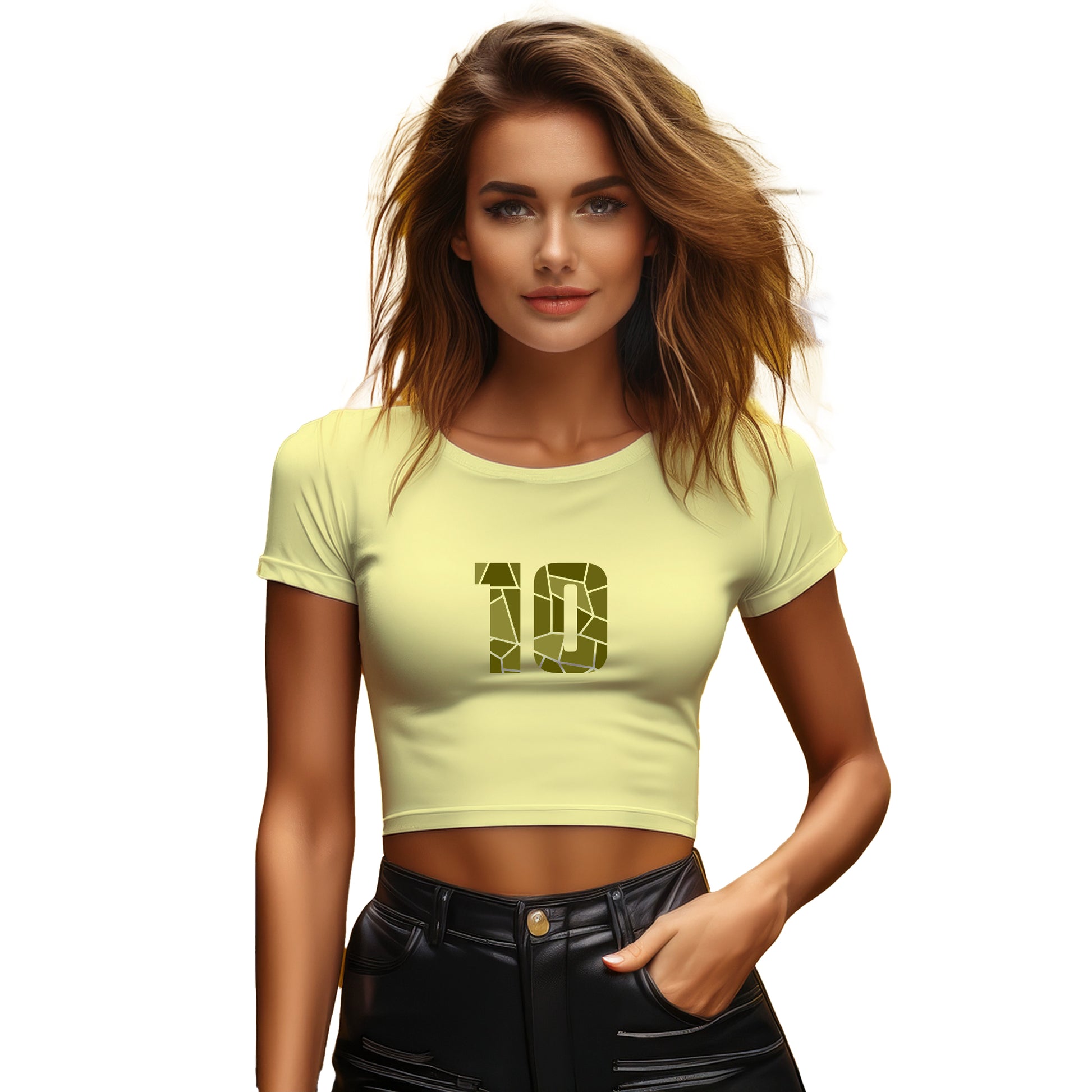 10 Number Women Crop Top (Butter Yellow)