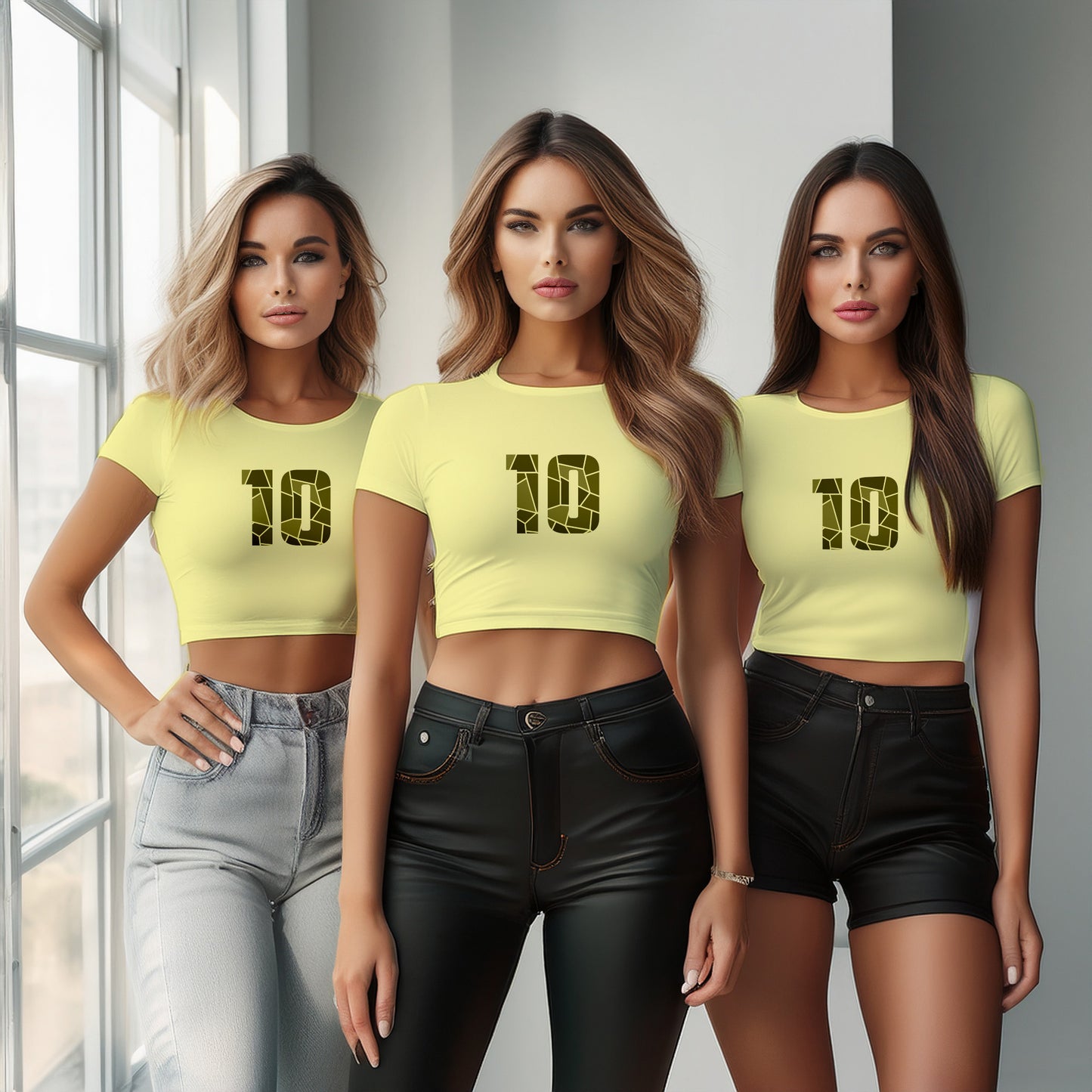 10 Number Women Crop Top (Butter Yellow)