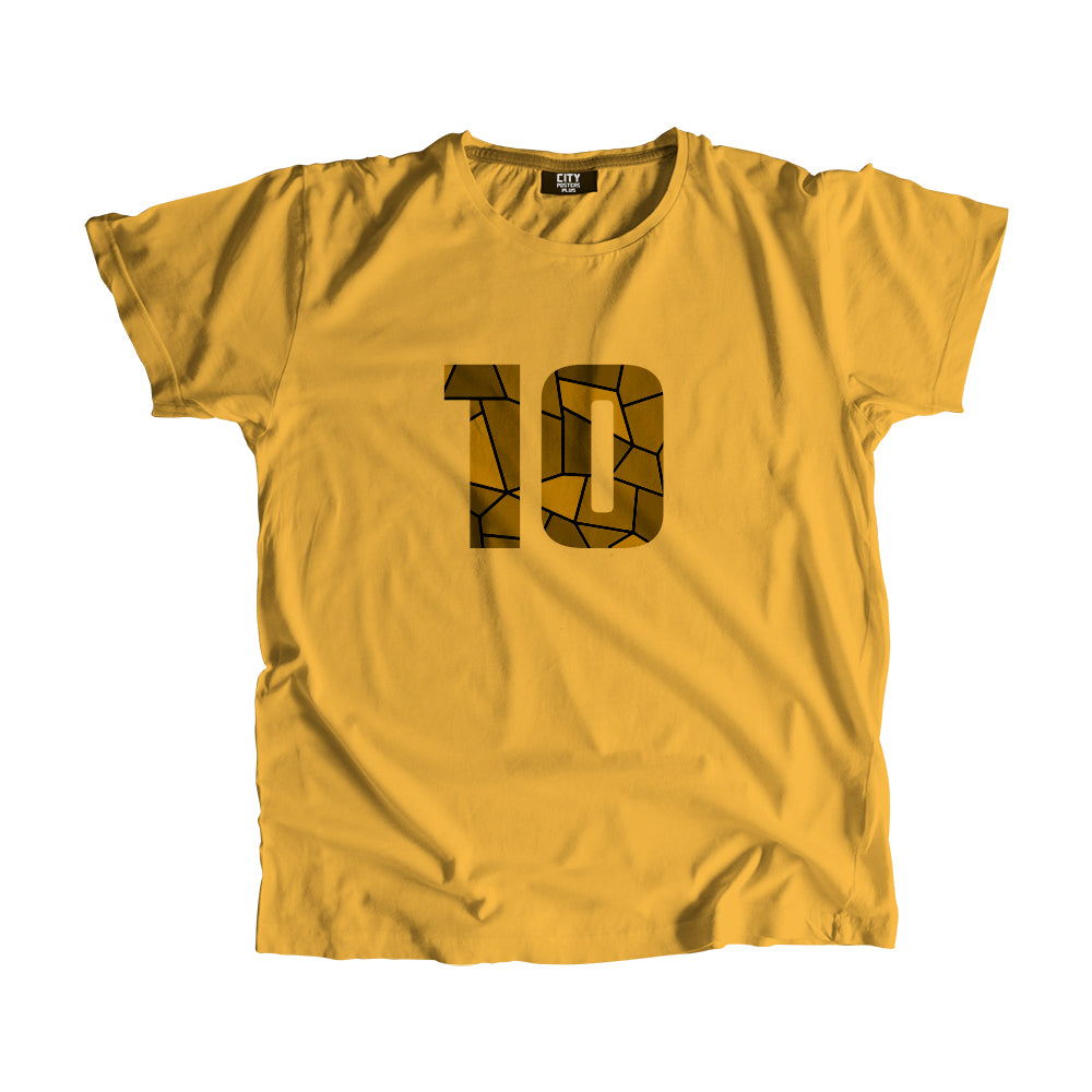 10 Number Men Unisex T-Shirt (Golden Yellow)