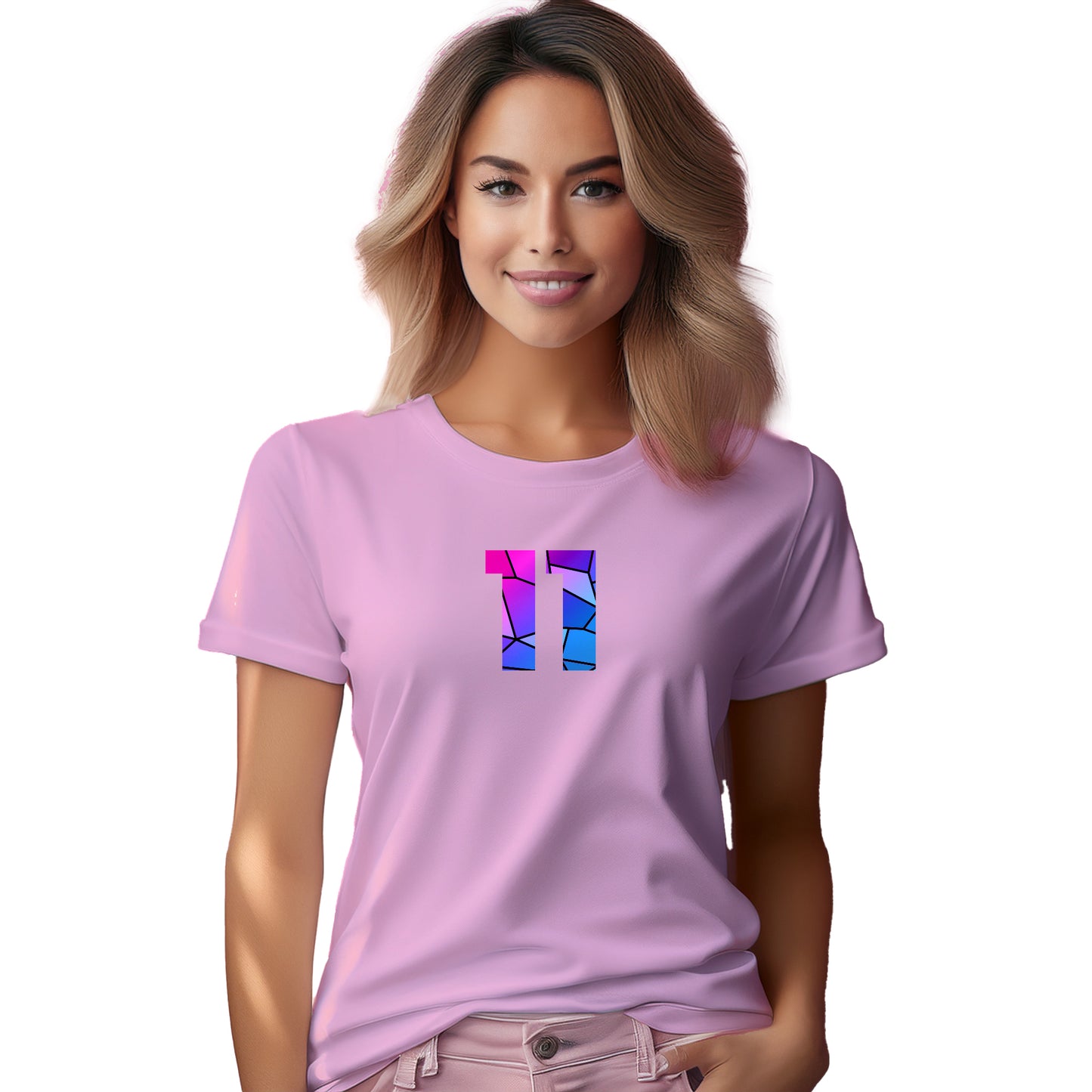 11 Number Women T-Shirt (Light Pink)