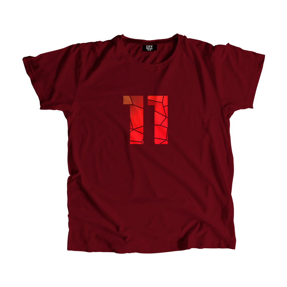 11 Number Men Unisex T-Shirt (Maroon)