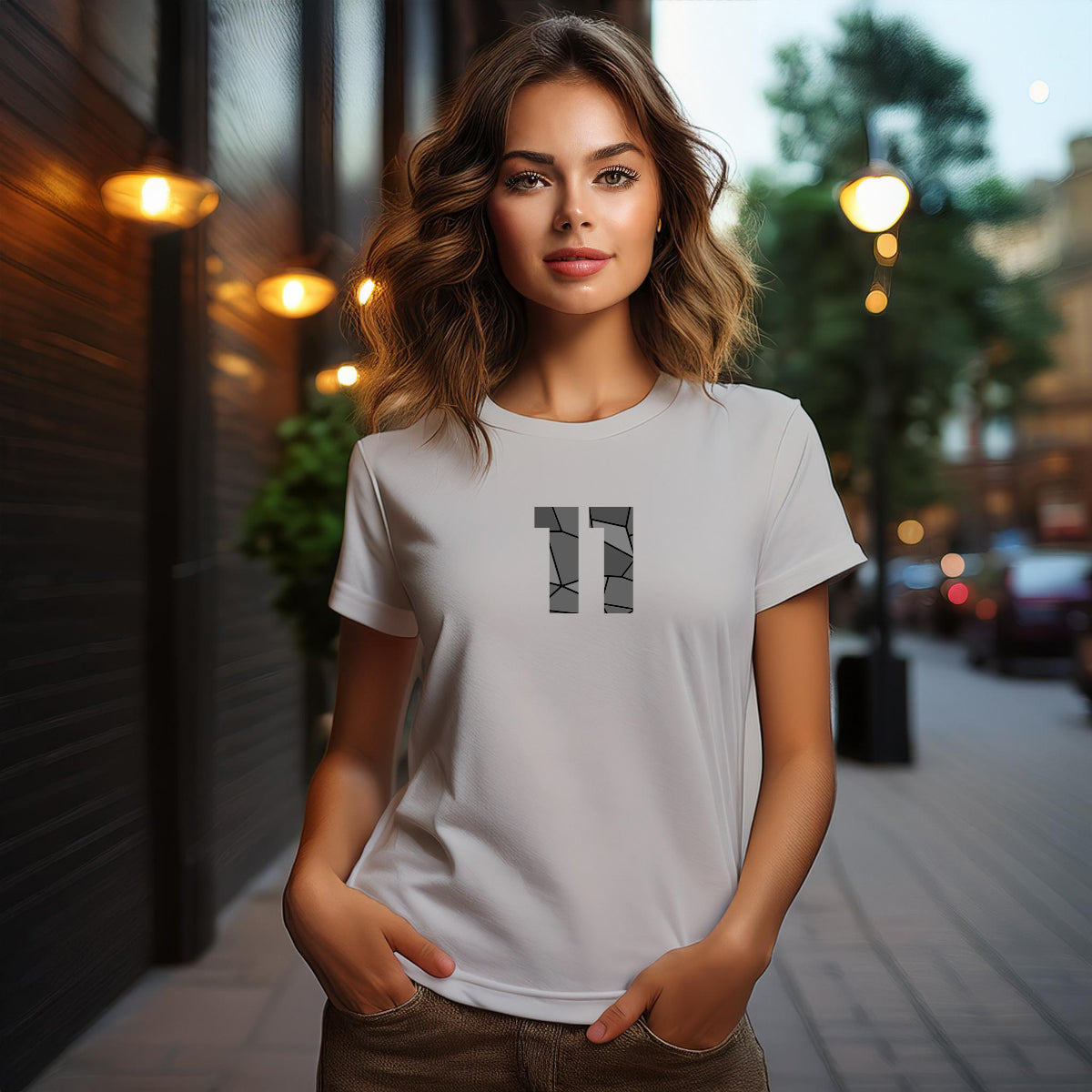 11 Number Women T-Shirt (Melange Grey)