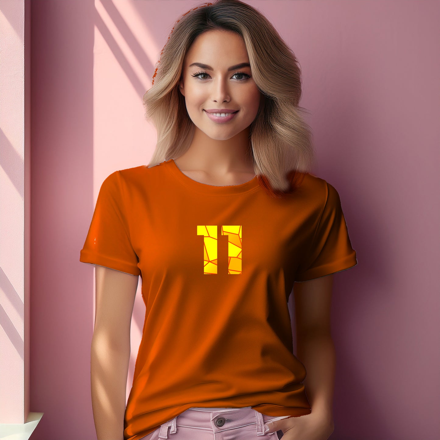 11 Number Women T-Shirt (Orange)