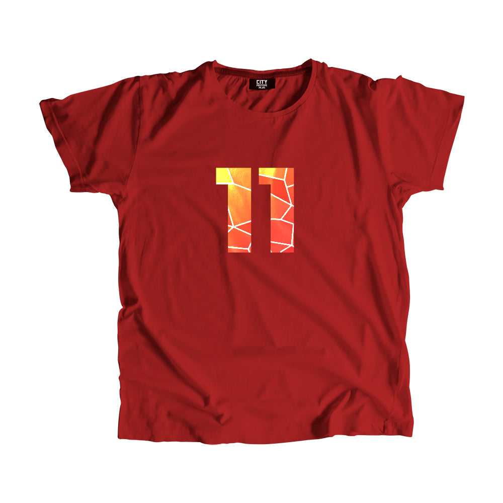 11 Number Men Unisex T-Shirt (Red)