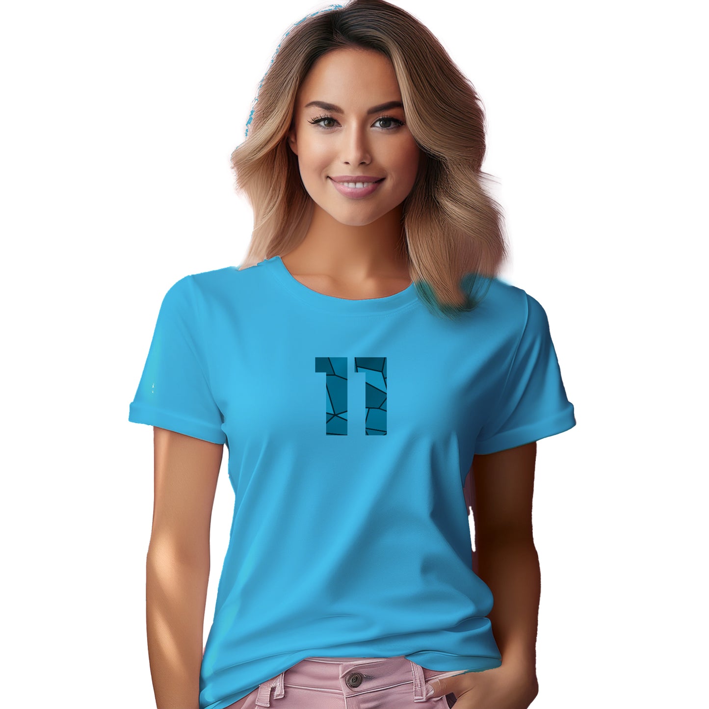 11 Number Women T-Shirt (Sky Blue)