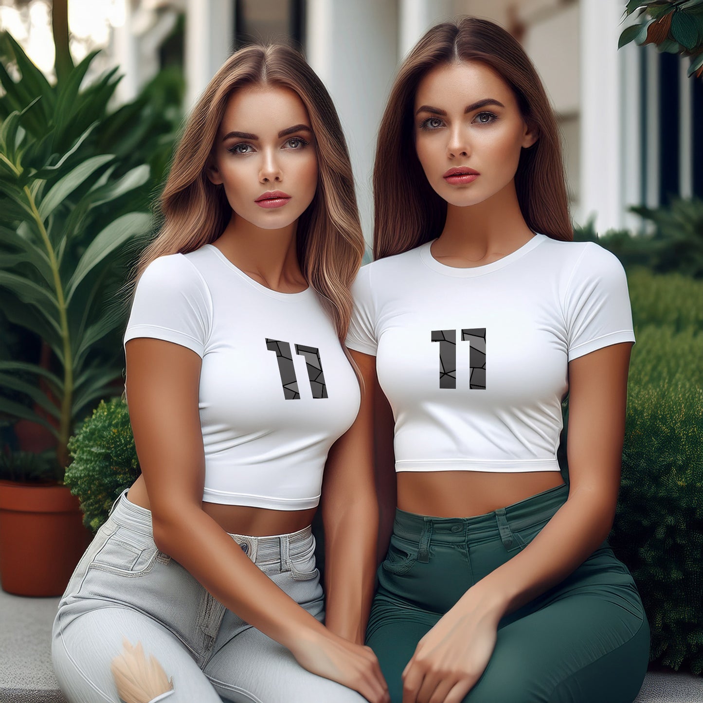 11 Number Women Crop Top (White)