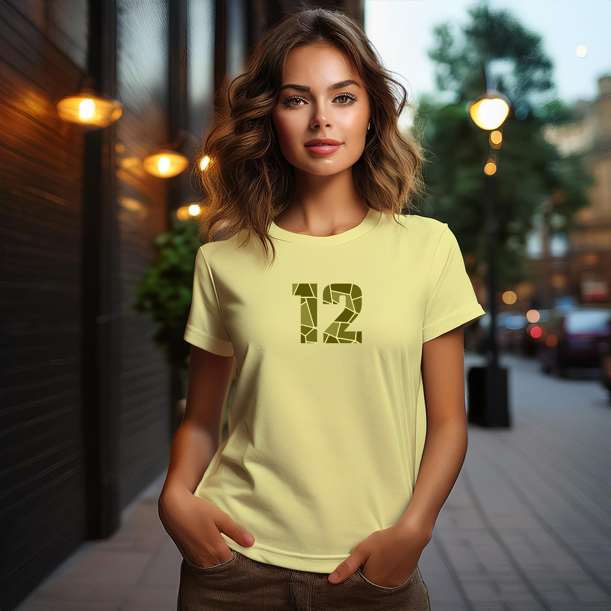 12 Number Women T-Shirt (Butter Yellow)
