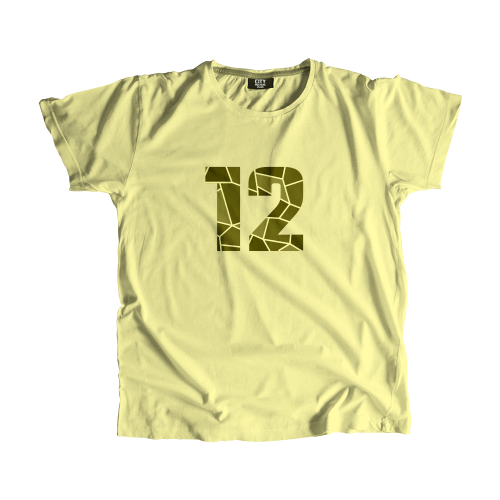 12 Number Men Unisex T-Shirt (Butter Yellow)