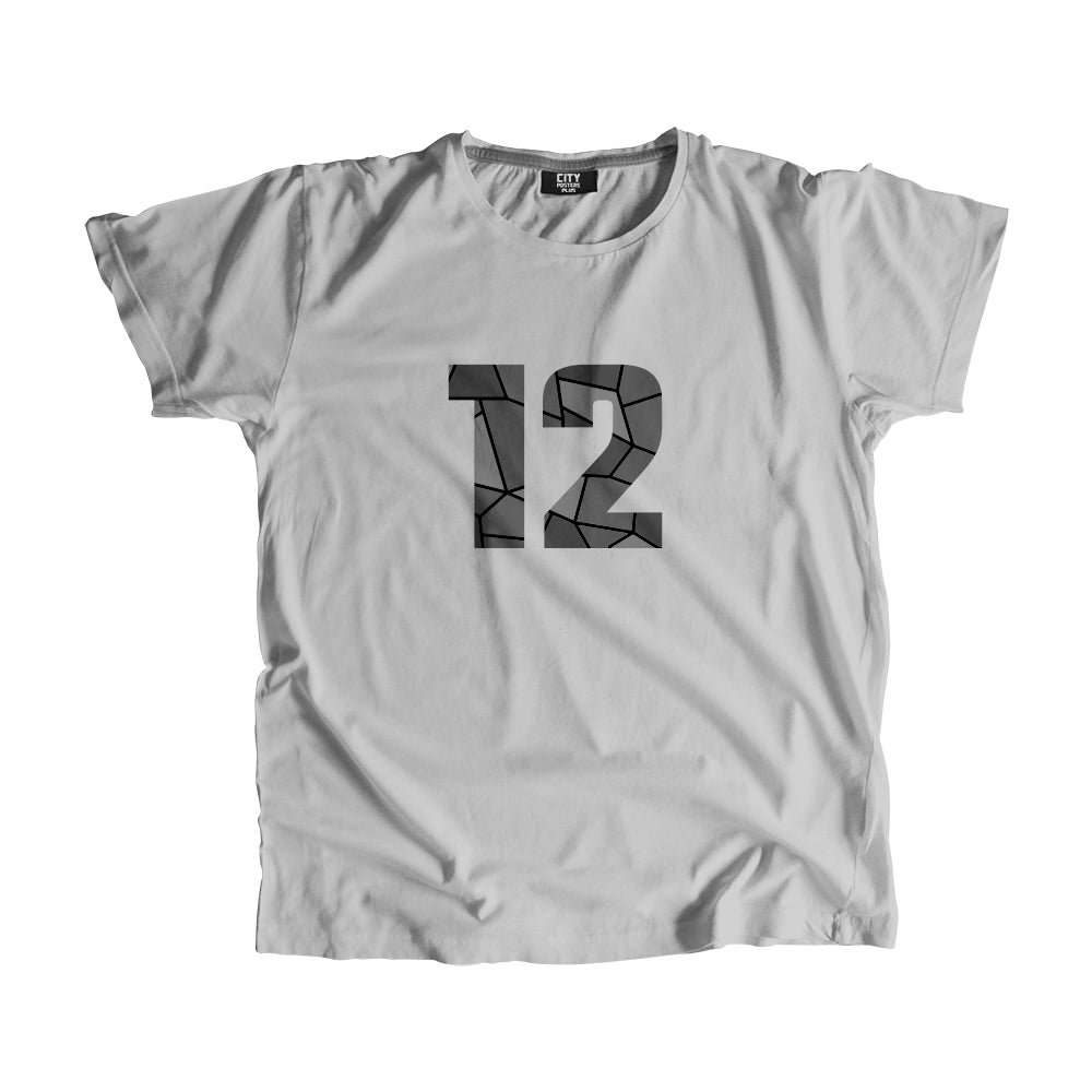 12 Number Men Unisex T-Shirt (Melange Grey)