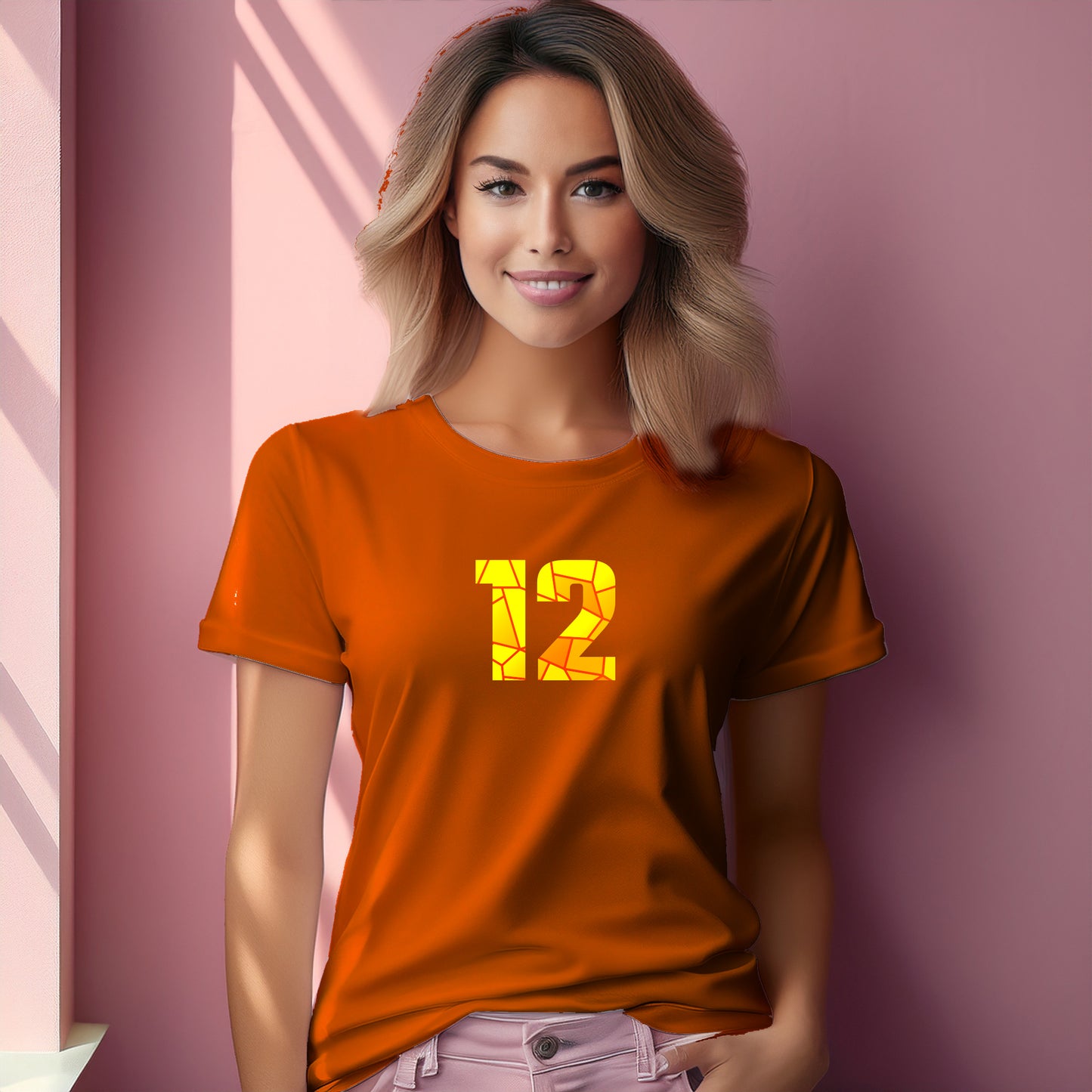 12 Number Women T-Shirt (Orange)