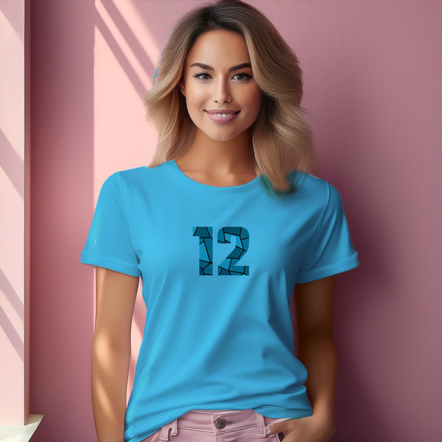 12 Number Women T-Shirt (Sky Blue)