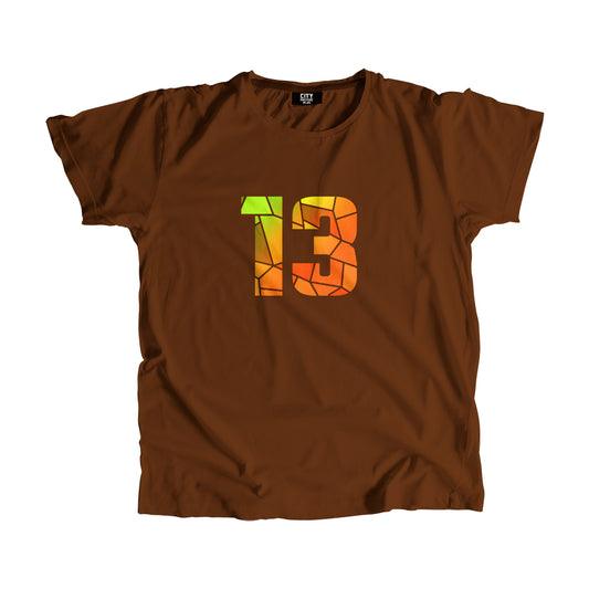 13 Number Men Unisex T-Shirt (Brown)