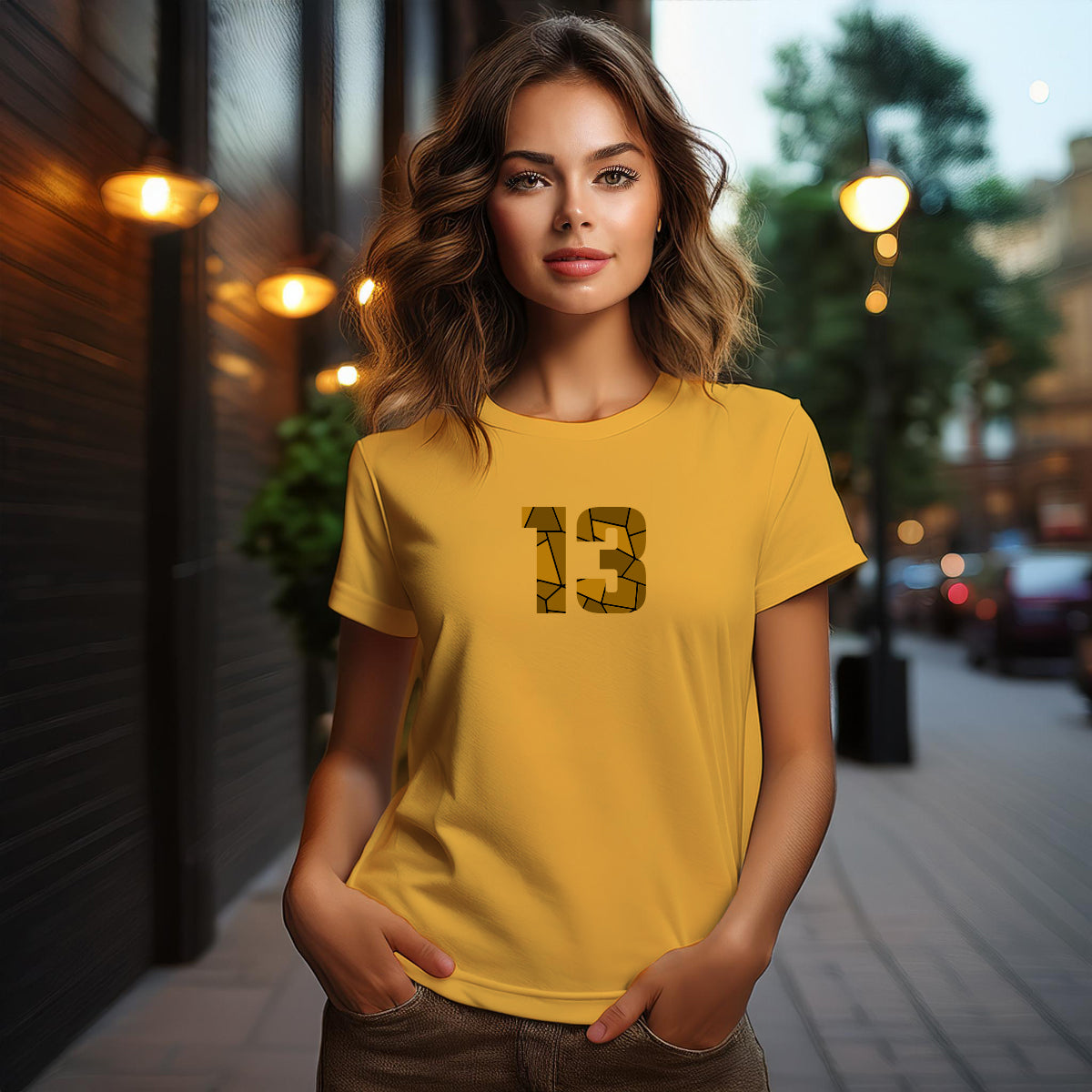 13 Number Women T-Shirt (Golden Yellow)