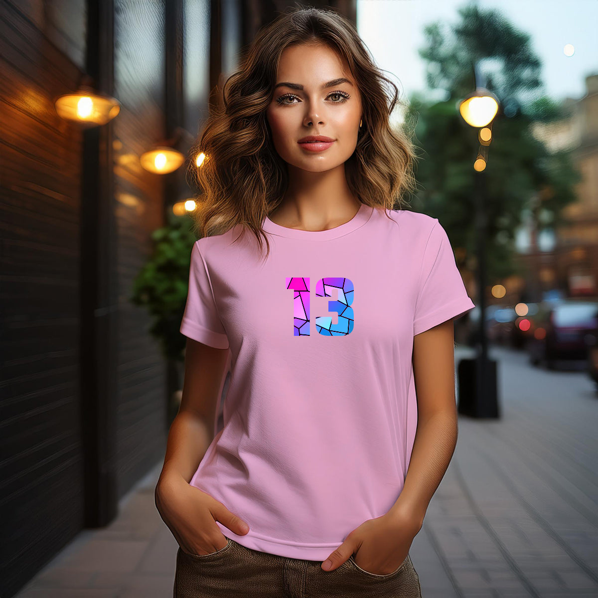 13 Number Women T-Shirt (Light Pink)