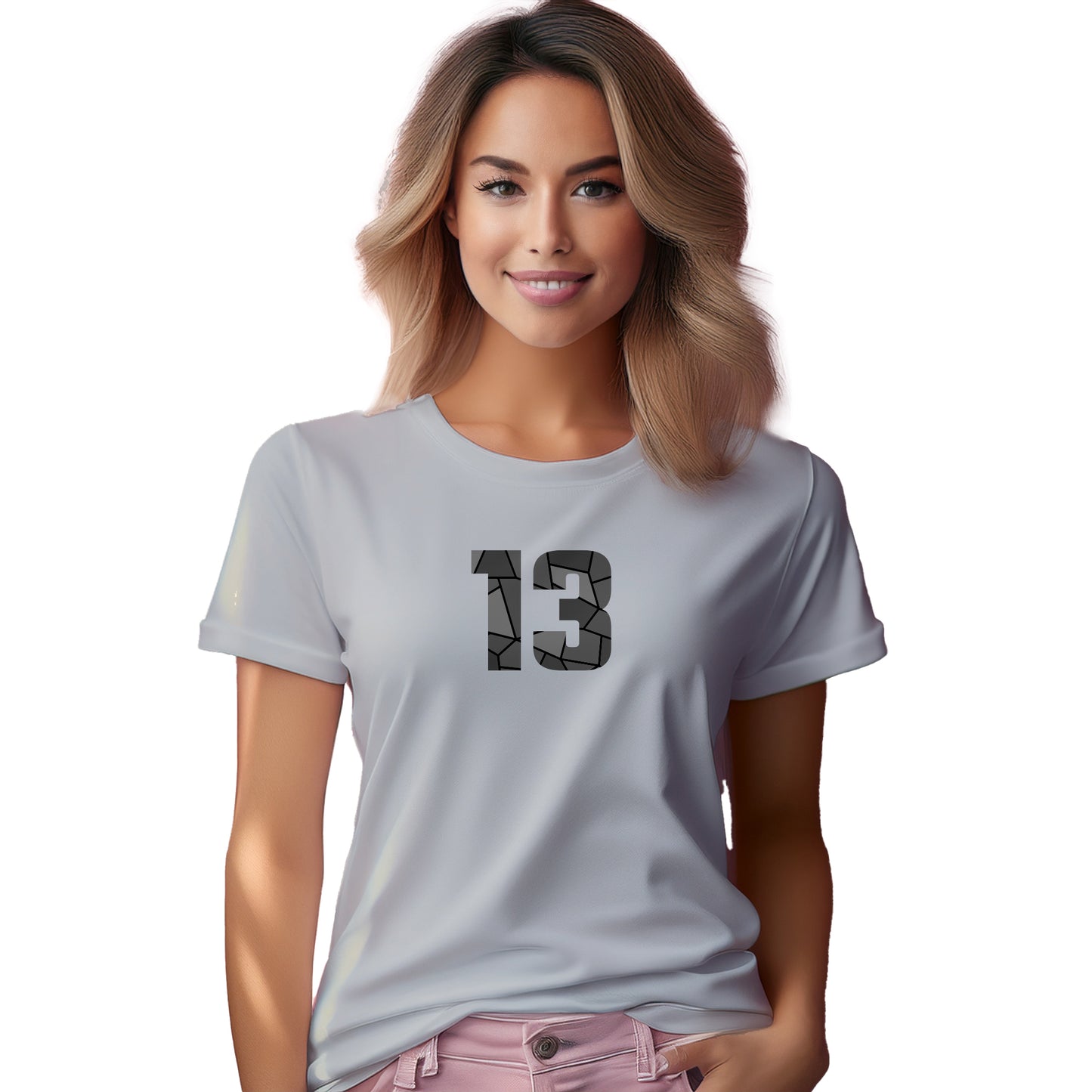 13 Number Women T-Shirt (Melange Grey)