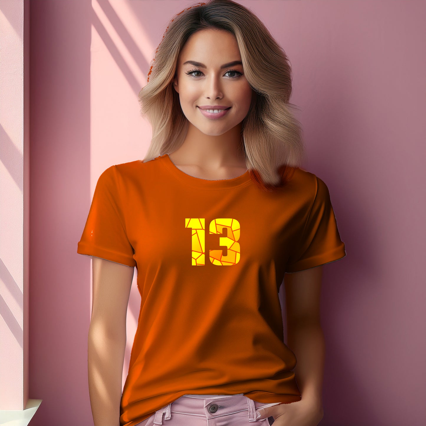 13 Number Women T-Shirt (Orange)