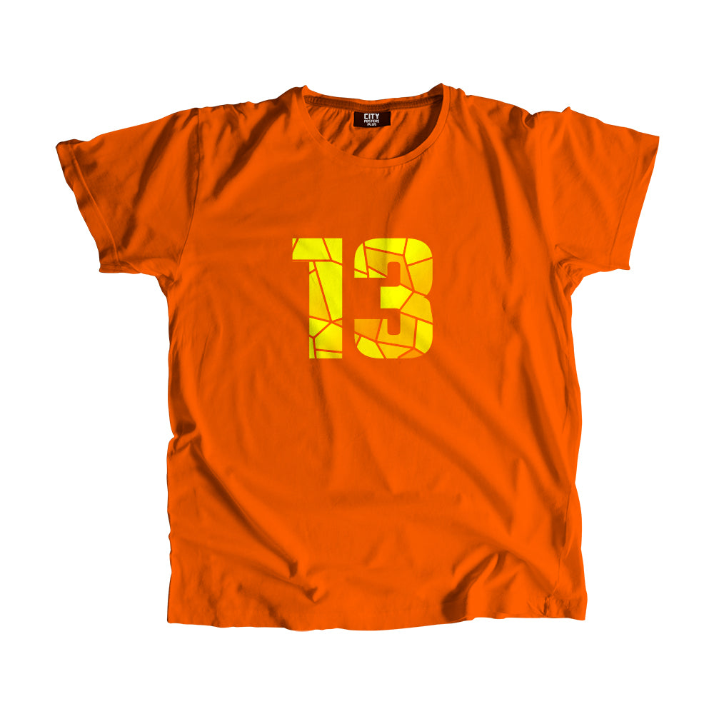 13 Number Men Unisex T-Shirt (Orange)