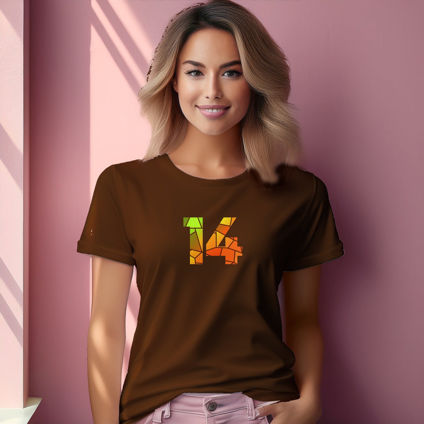 14 Number Women T-Shirt (Brown)