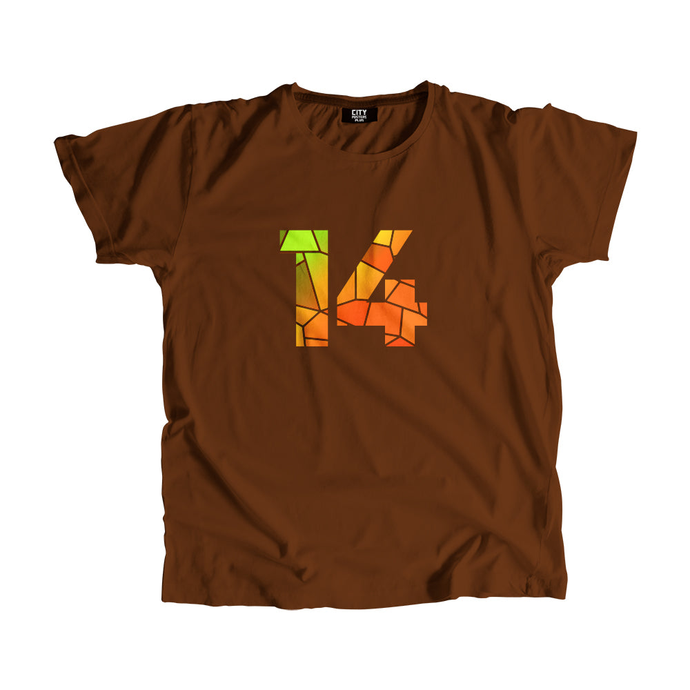 14 Number Men Unisex T-Shirt (Brown)