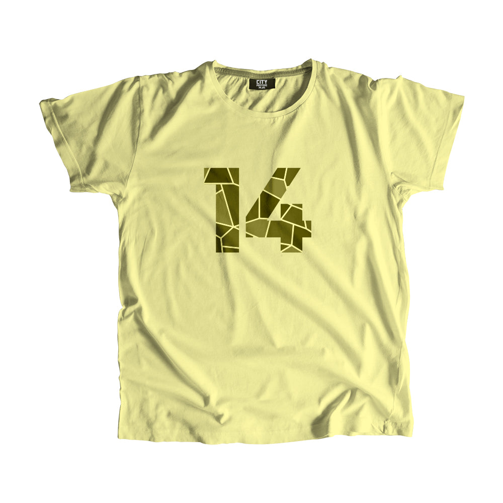 14 Number Men Unisex T-Shirt (Butter Yellow)
