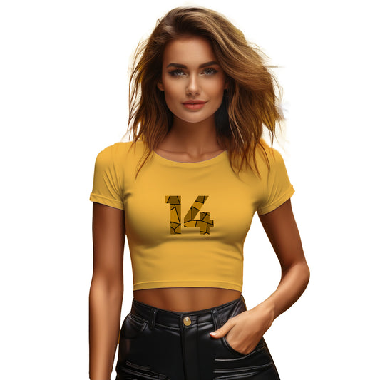 14 Number Women Crop Top (Golden Yellow)