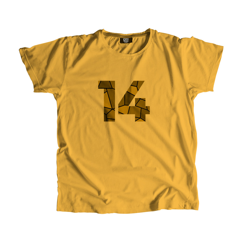 14 Number Men Unisex T-Shirt (Golden Yellow)