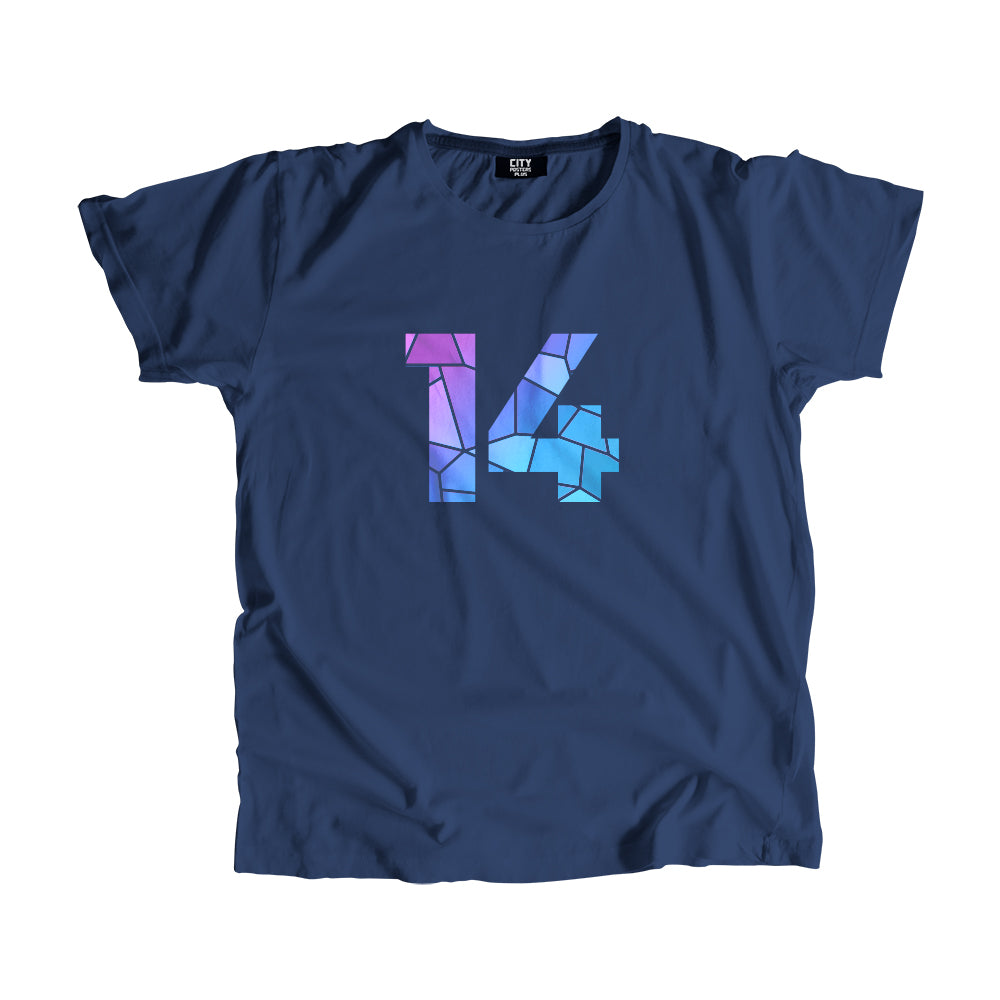 14 Number Men Unisex T-Shirt (Navy Blue)