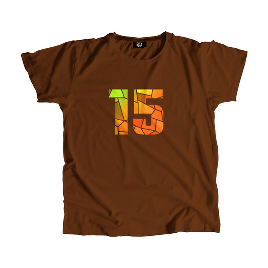15 Number Men Unisex T-Shirt (Brown)
