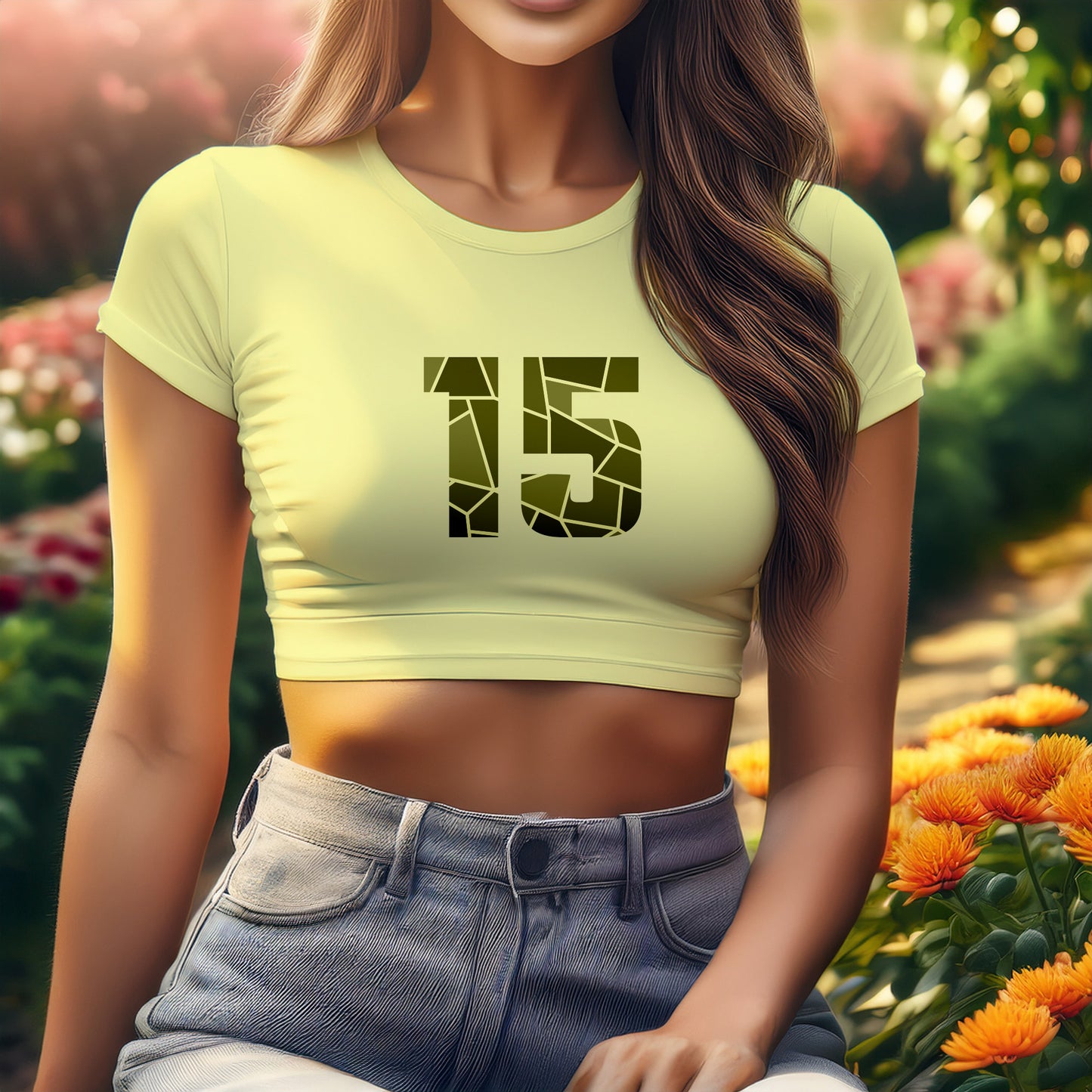 15 Number Women Crop Top (Butter Yellow)