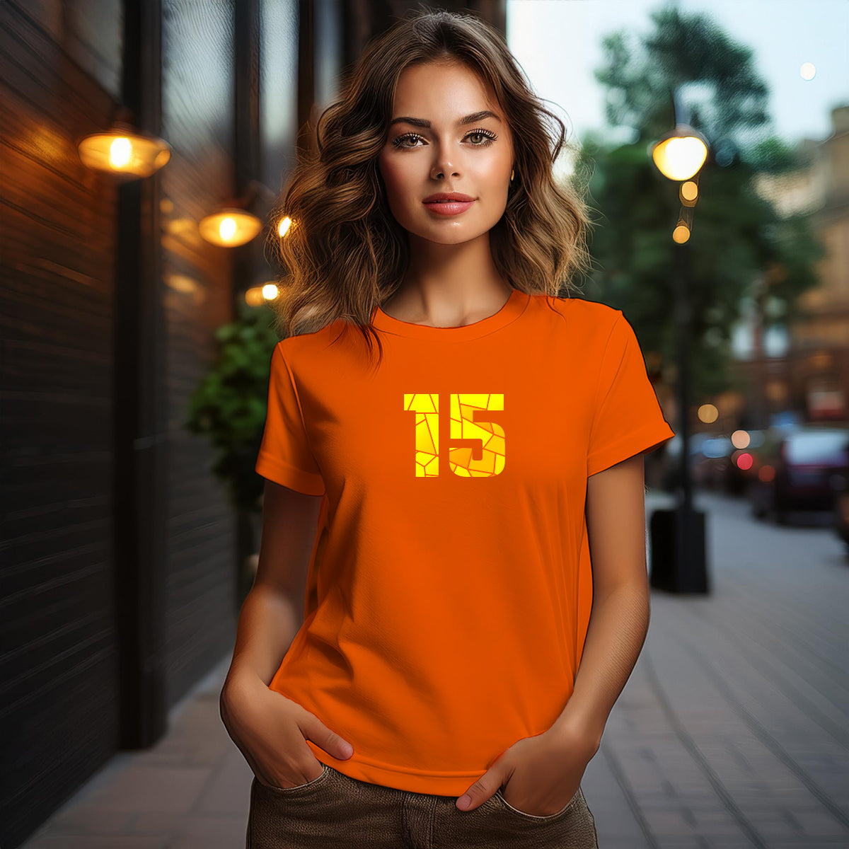 15 Number Women T-Shirt (Orange)