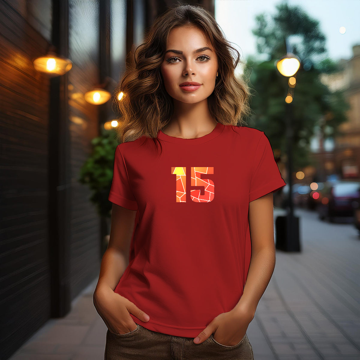15 Number Women T-Shirt (Red)