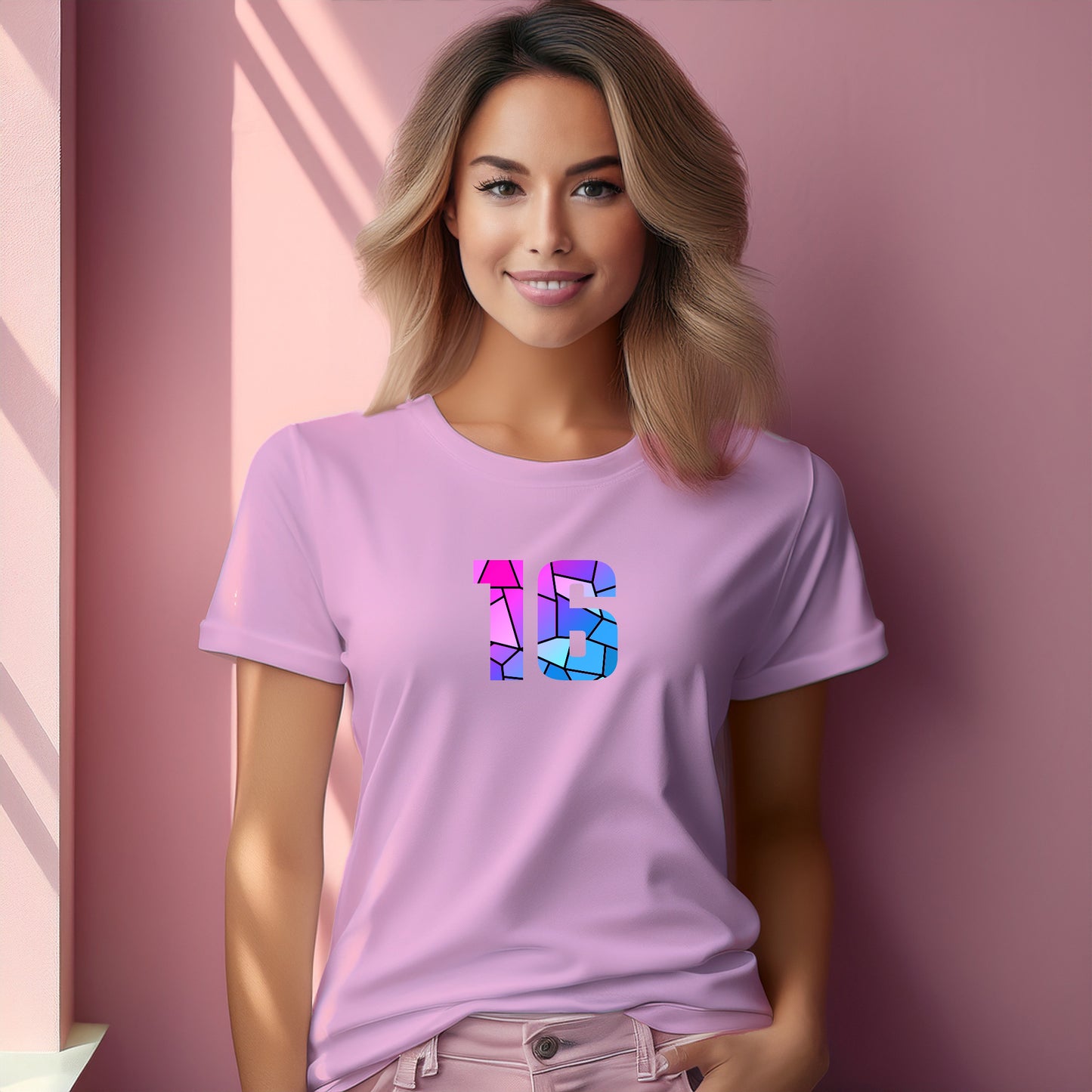 16 Number Women T-Shirt (Light Pink)