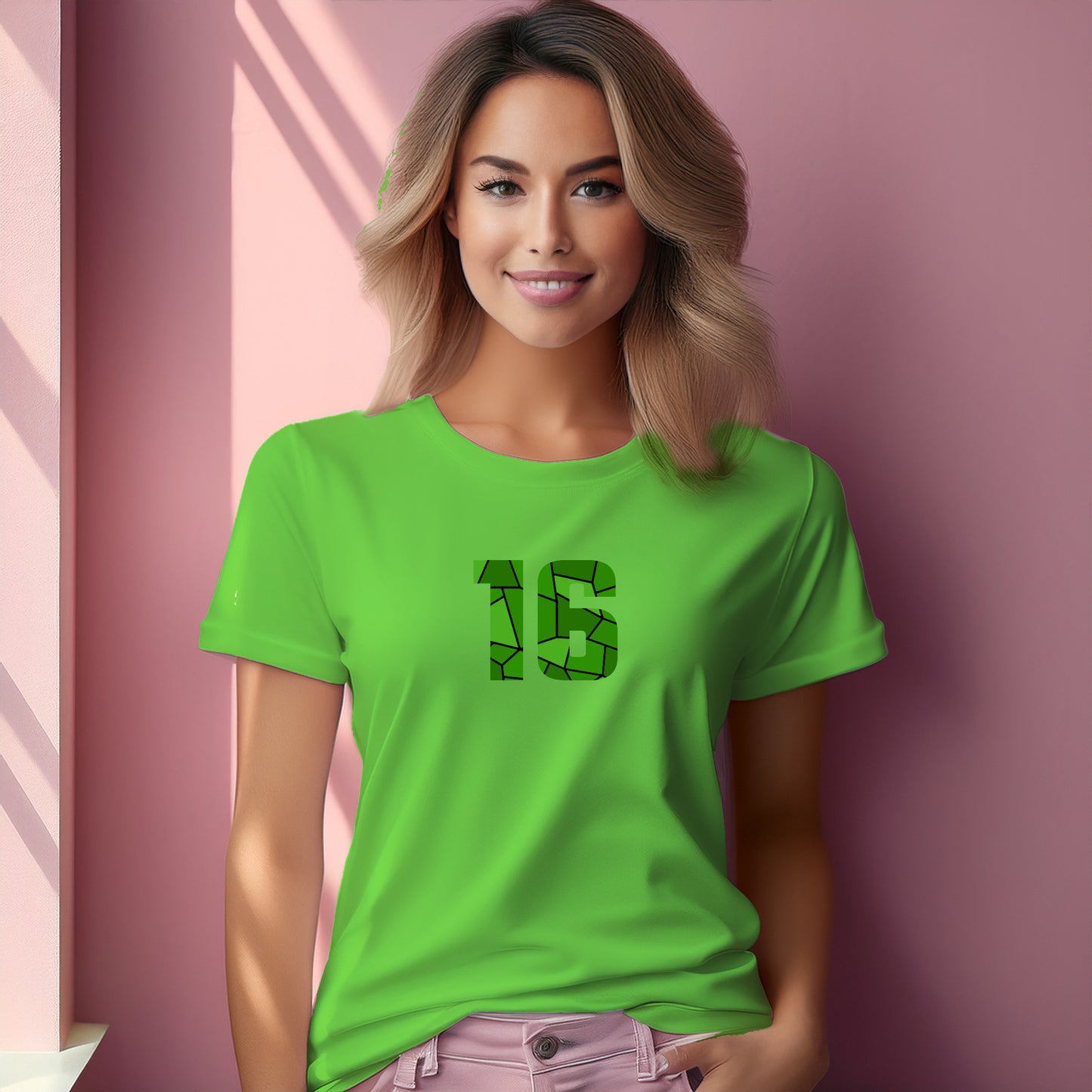 16 Number Women T-Shirt (Liril Green)